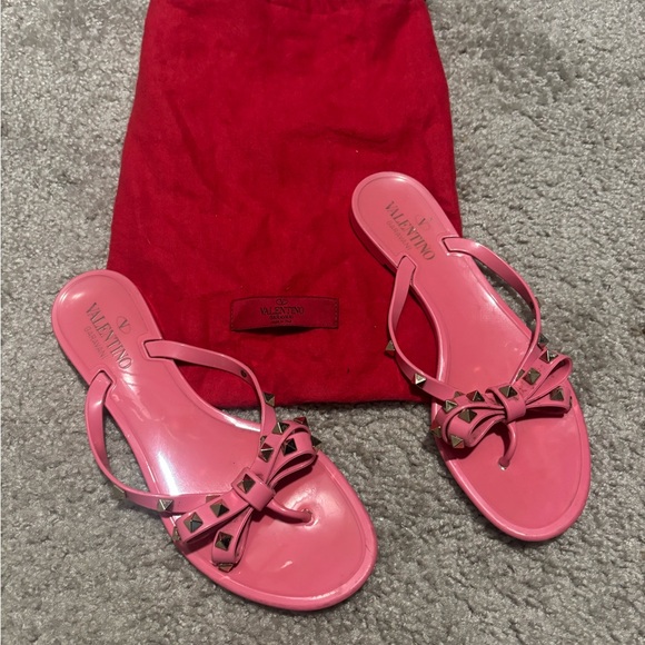 Valentino Pink Bow Sandals - Picture 1 of 2